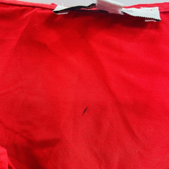 Madewell Womens Size Large Ruffled Y-Neck Top in Cotton-Silk in Festival Red 349 - Picture 8 of 9